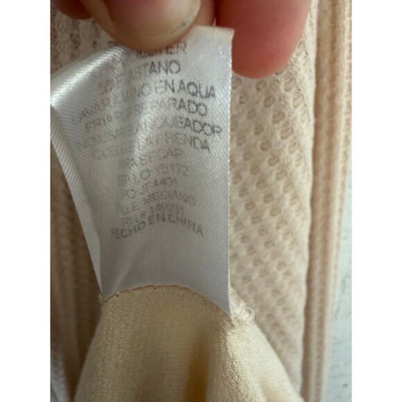 Kori America Beige Waffle Knit Layered Ruffle Hem Top M/L Boho - Picture 5 of 5